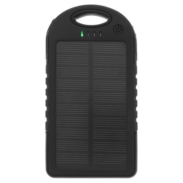 Chargeur de secours Solaire 5000 mAh Noir étanche