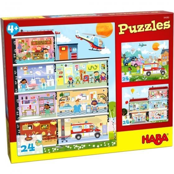 puzzle enfant le petit hôpital 3 puzzles 24 pièces