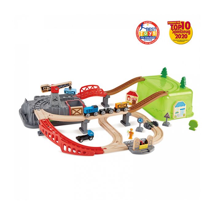 Circuit de train Hape Railway bucket builder et sa boite de rangement 3 - 6 ans, 6 ans et plus