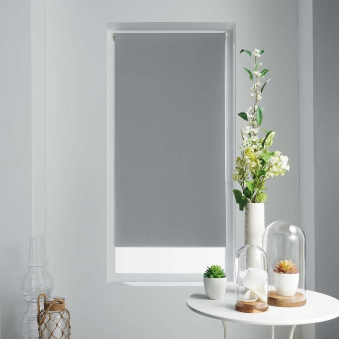 Store Enrouleur Occultant Uni et Coloré Gris 120 x 180 cm