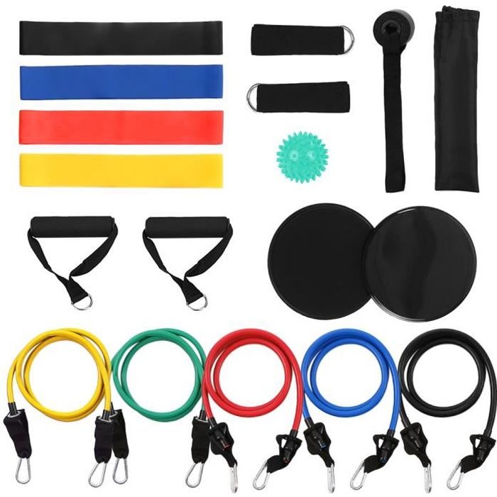 18pcs ensemble de bandes de résistance avec sacs de transport