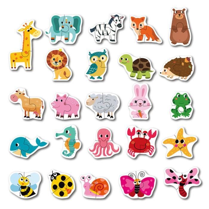 Puzzle Enfants Bébé Bois Animal Cognition Fruits Apprentissage Jouet Éducatif DOD