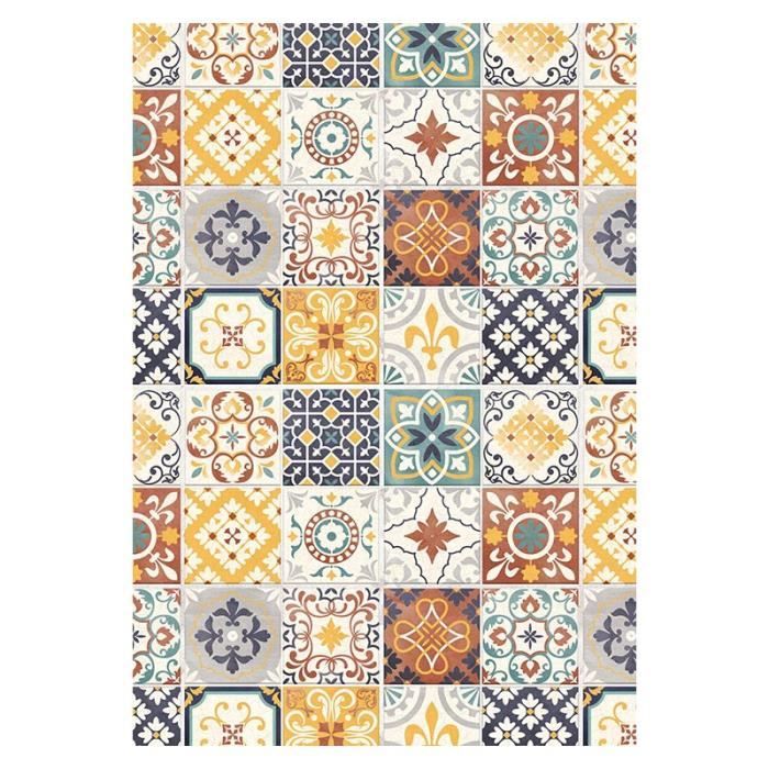 Tapis motifs carreaux de ciment jaune 45x75cm TOODOO 45 x 75 cm Jaune