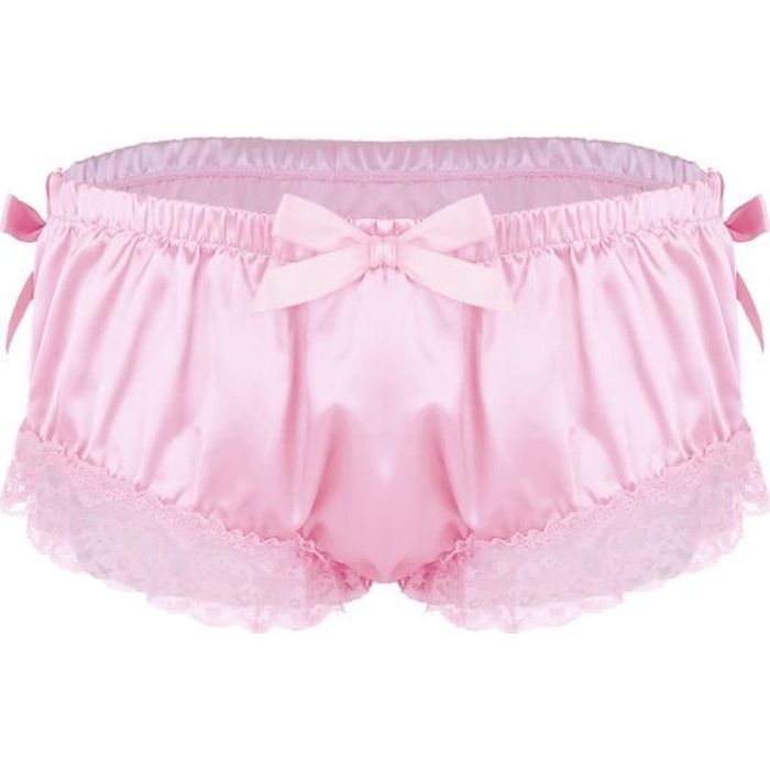 Slip Sissy Homme Adulte - Culotte Satin String Dentelle Lingerie À Volants Sous-vêtements Erotique Tanga Thong Underwear Nuit