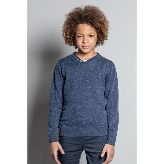 DEELUXE Pull chiné à double col SINGLE Navy Mel