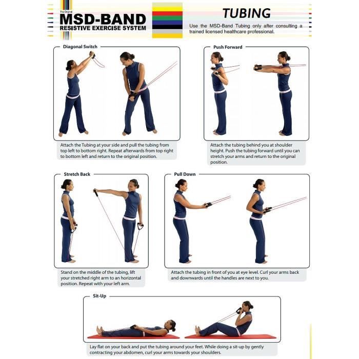 Tubes d'exercices élastique MSD set avec poignées 120 cm, X-ferme - bleu