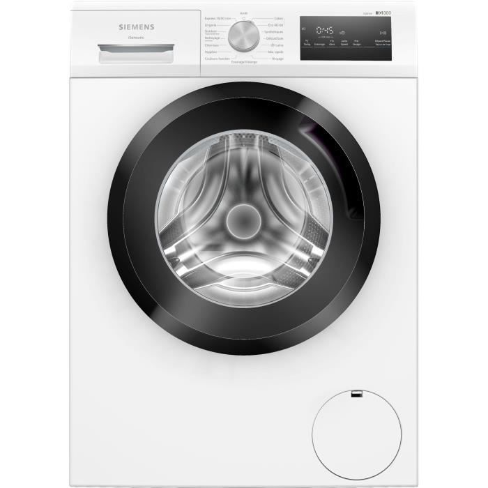 Lave-linge hublot SIEMENS WM12N128FR iQ300 - 8 kg - Induction - L60cm - 1200 trs/min - Blanc