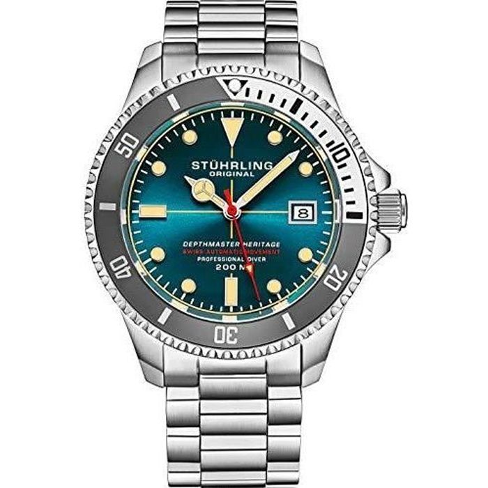 Depthmaster Montre de plongée professionnelle automatique en acier inoxydable pour homme Étanche jusquà 200 m Bracelet brossé et