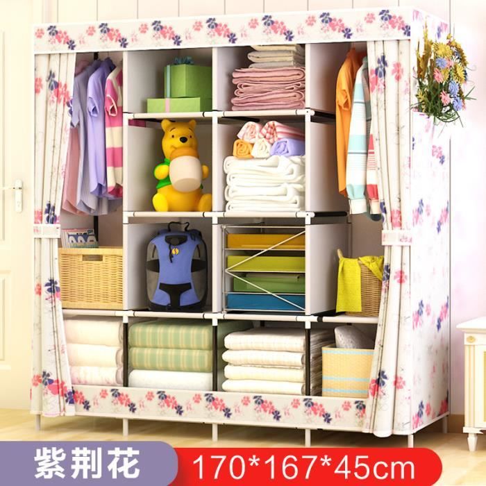 Armoire de Rangement Penderie En Tissu intissé Avec Portes Coulissantes Garde-Robe Transportable TYPE A