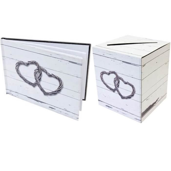 1 Livre d’or élégant + 1 tirelire mariage romantique marron RF/ACM604-ACM605