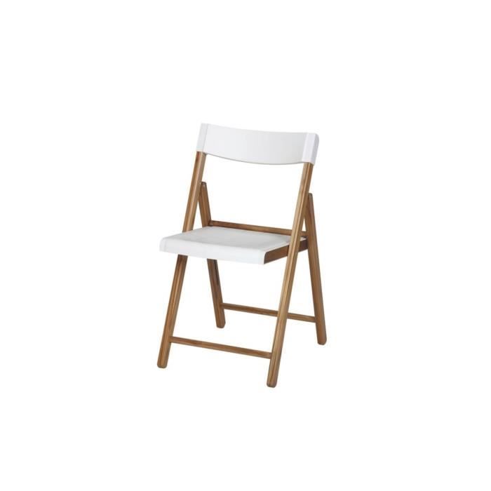 TRAMONTINA Chaise de jardin pliante Balcony, Bois de teck FSC et plastique, Blanc