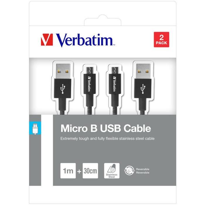 Verbatim 48875, 1 m, Micro-USB A, USB A, 3.0 (3.1 Gen 1), Noir
