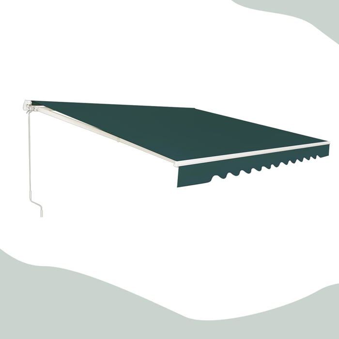 GOPLUS Store Banne Rétractable Auvent dAbri Manuel en Aluminium avec Manivelle et Angle Réglable 5-35° 300X250CM Vert