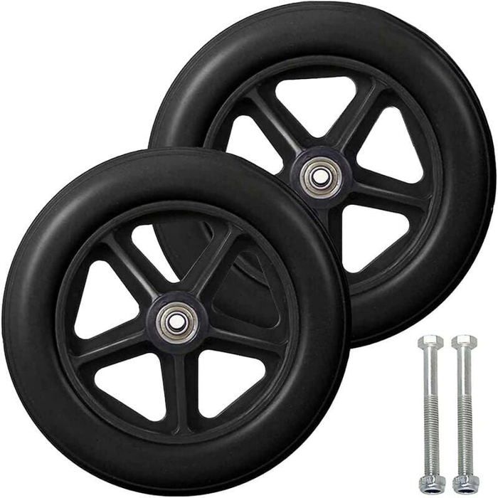 Roulette avant pour fauteuil roulant - LARGEIGHT - 8 pouces (190 mm) - Pneu solide antidérapant - Gris - Pack de 2