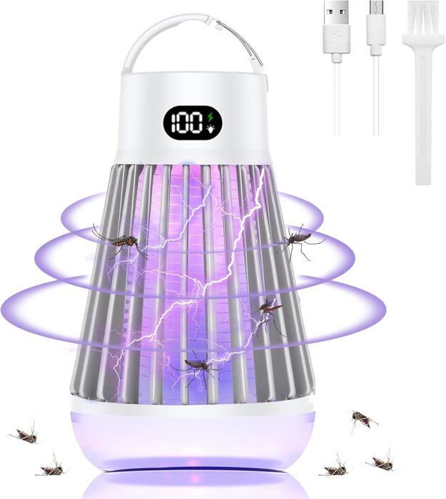 Lampe Anti-moustique D'extérieur, Répulsif Contre Les Moustiques Avec Lumiere Led Batterie Rechargeable Par Usb Piege A Moustiques Etanche 92469241