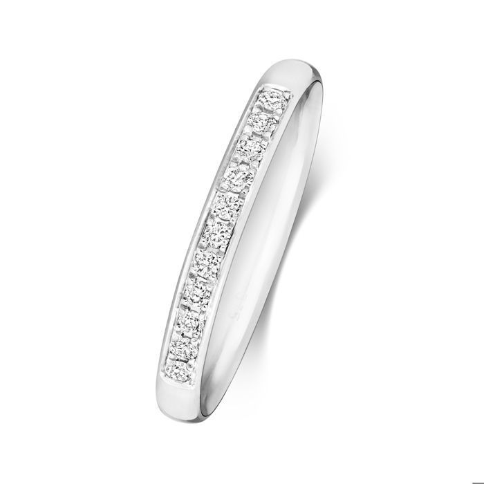 Alliance EDS JEWELS Femme Platine 950 Diamant Brillant 0.11 Carat G - SI1 Semi Pavée 22mm Demi Confort 31110