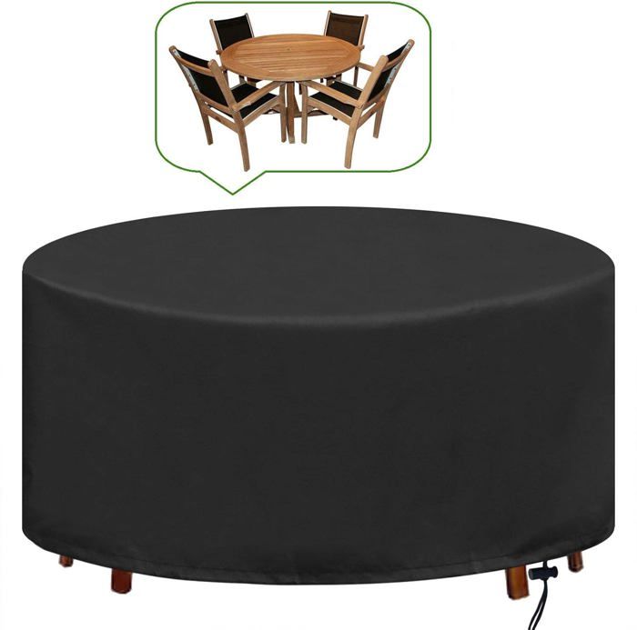 Housse pour Table de Jardin - ZEMINPEOEL - Ø128X71CM - Imperméable - Résistant aux UV - Coupe-vent