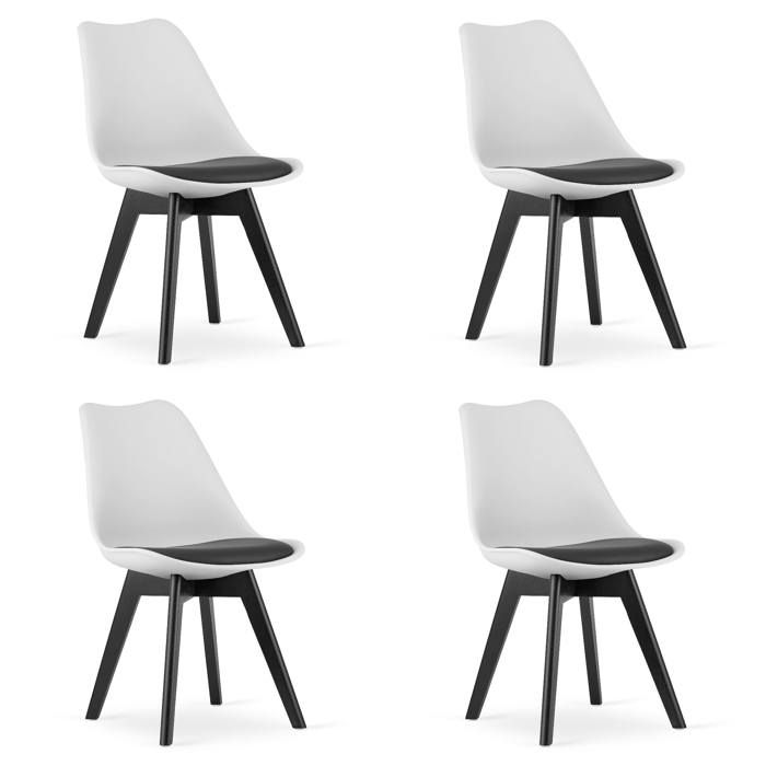 Chaise MARK noir et blanc / pieds noirs x 4