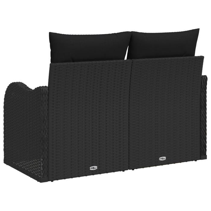PROMOTION Canapé de jardin 2 places - avec coussins en poly rotin noir 63682 - BestMeuble