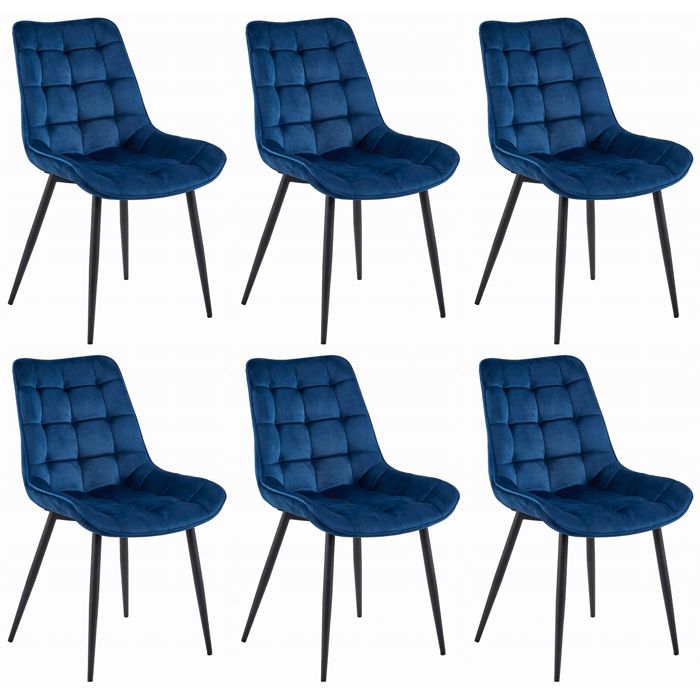 Chaise Komodee BARDI - 6 Pieces - BLEU - Tapisser en velours 60 x 54 x 88 cm Chaise Komodee BARDI - 6 Pieces - BLEU - Tapisser en velours 60 x 54 x 88 cm