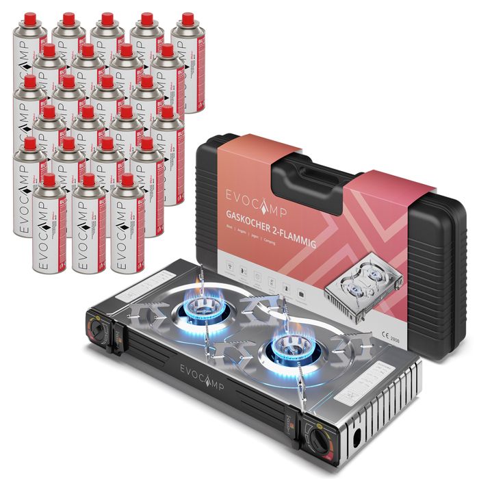 EVOCAMP Réchaud à gaz 1 feu avec allumage piézoélectrique, réchaud de camping pour cartouches de gaz MSF-1a 227 g, réchaud de camping (Réchaud À Gaz À 1 Feu 8 Cartouches de EVOCAMP Réchaud à gaz 1 feu avec allumage piézoélectrique, réchaud de camping pour cartouches de gaz MSF-1a 227 g, réchaud de camping (Réchaud À Gaz À 1 Feu 8 Cartouches de