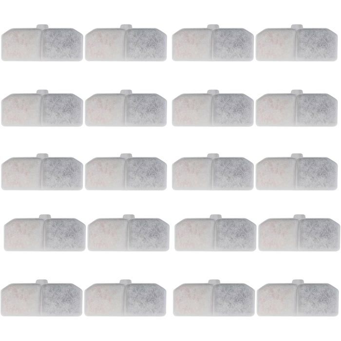 Filtres à charbon actif pour fontaine à eau animaux lot de 20 rechanges universels 10.5x4.5cm entretien facile