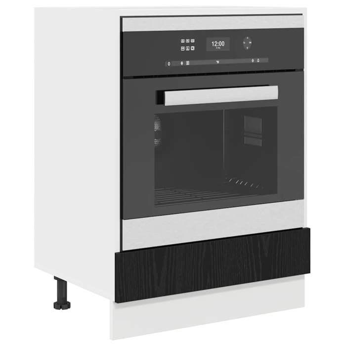 Noir Armoire à four - mango - Meuble pour four - avec stockage Riga Chêne noir 60x46x815 cm FR1218