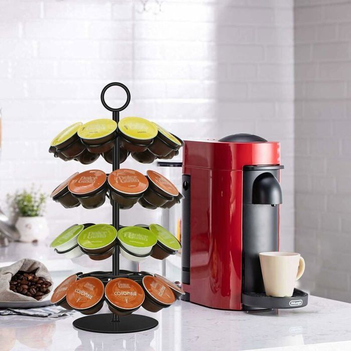 Aublinto Support Mural Rotatif En Bois Pour Dosettes Café – Compatible Nespresso & Dolce Gusto