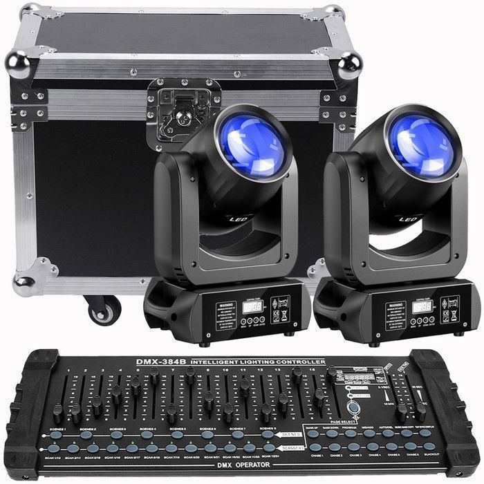 2 Têtes Mobiles LED Lyre 50W DMX - 8 Gobos, 8 Couleurs - Panoramique 540°, Inclinaison 270° - Pour DJ, Bars, Fêtes