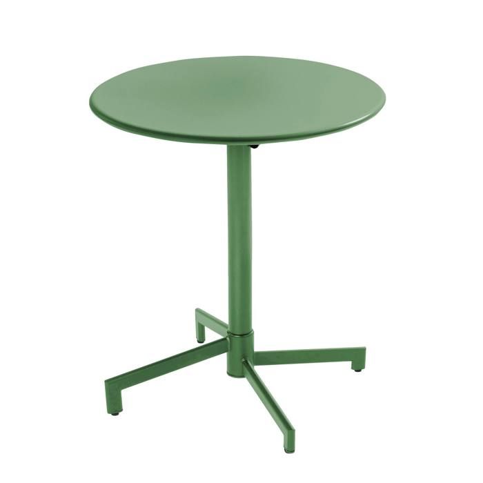 Table de jardin ronde bistrot avec plateau rabattable 70cm vert cactus Palavas Oviala