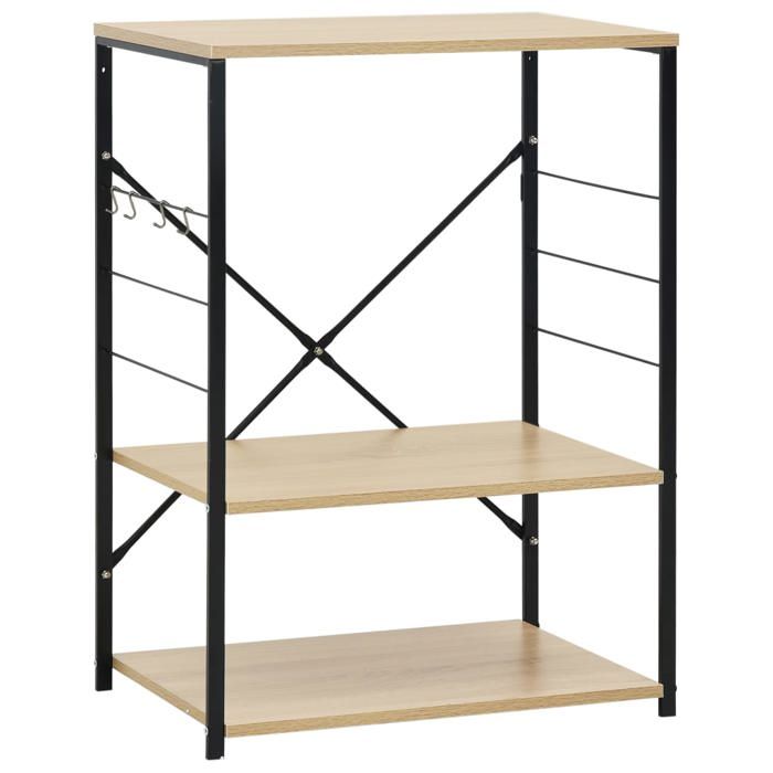 “Winter SaleTOP Range-ustensiles pour la cuisine Noir - Armoire à micro-ondes noir et chêne 60x396x795cm PRO47975