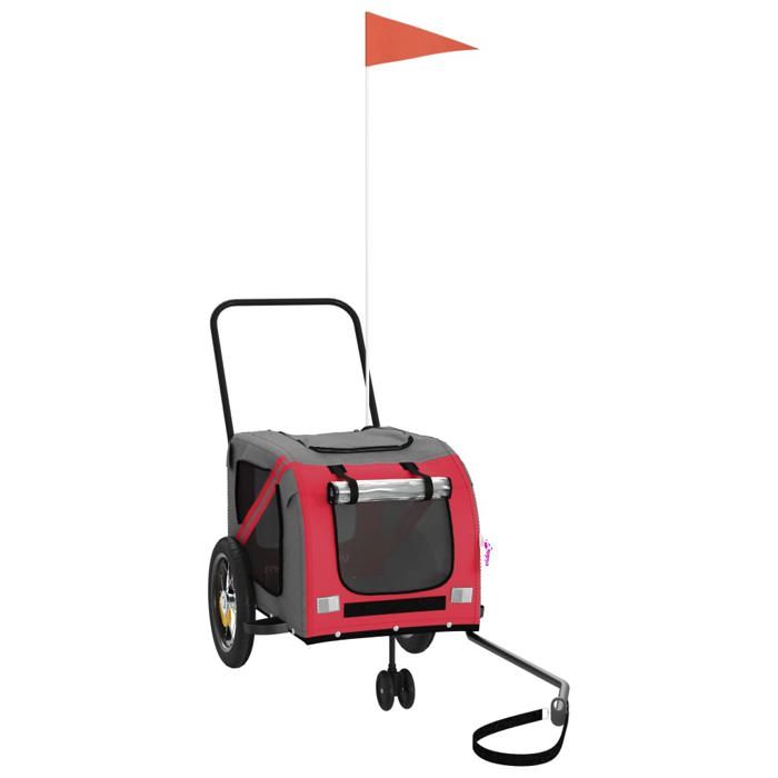 Remorque de vélo pour animaux - vidaXL - Rouge et noir - 122x52x53 cm - Cabine 62x40x40 cm - Charge max 30 kg