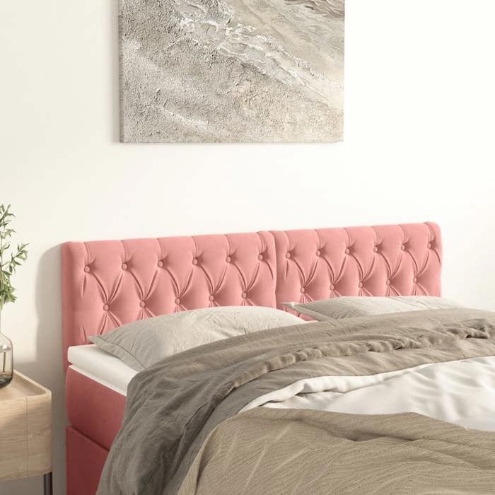 Tête de lit en velours - vidaXL - 2 pièces - 80x7x78/88 cm - Rose - Hauteur réglable - Velours doux - Pieds en bois