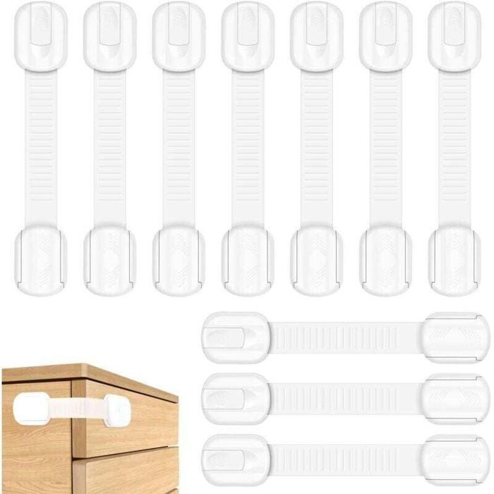 Lot de 10 Bloque Porte Bébé Securite Placard Enfant avec Adhésif Fort Bloc Porte Securite Bebe Bloque Tiroir Placards Sé