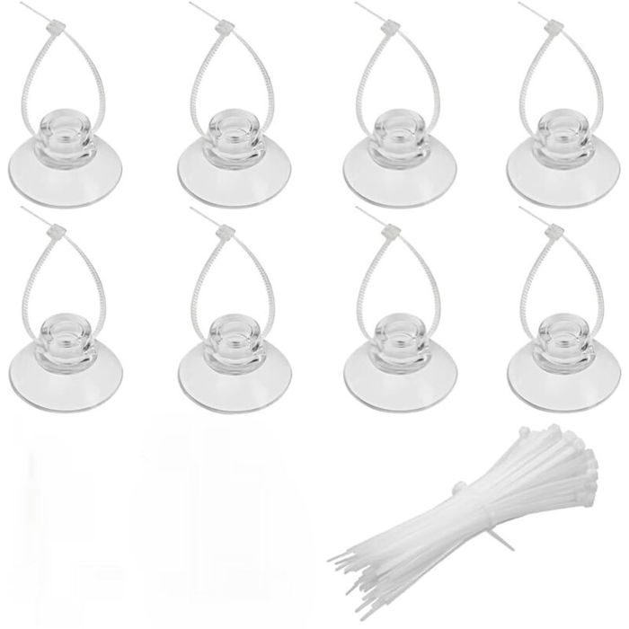 8 Packs de ventouses pour Aquarium et 8 pièces de câbles Ajustables pour Aquariums pour Fixer la Mousse retenir Les Tubes dair d