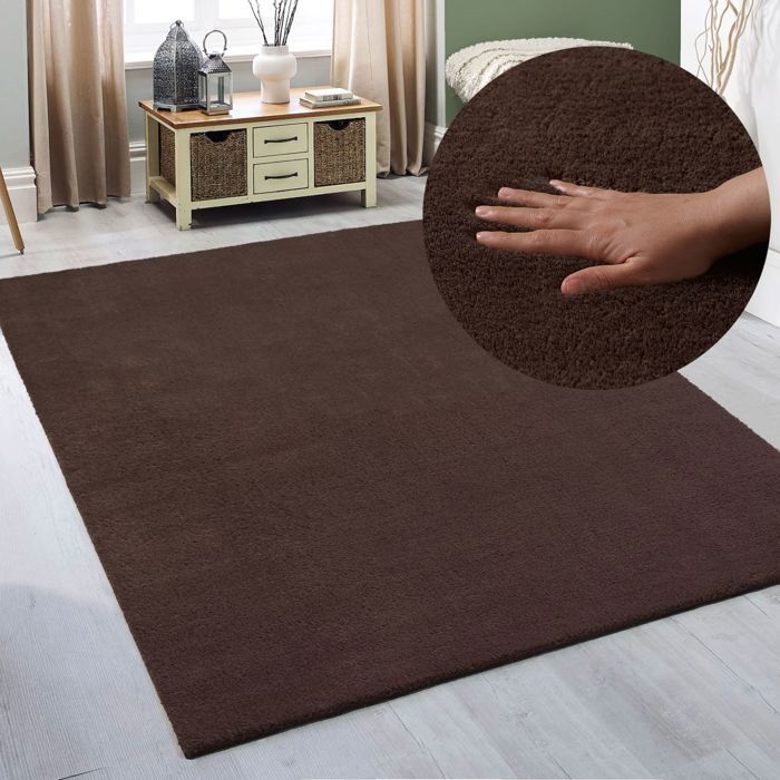 the carpet Relax tapis moelleux à poils courts antidérapant lavable à 30 degrés Marron 140 x 200 cm