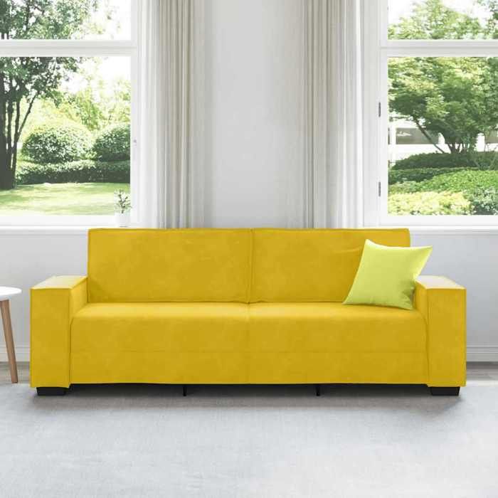 （Jaune）Siège de Salon - Canapé à 3 places Jaune 220x78x84 cm Velours - Sofa-canapé hfs99612