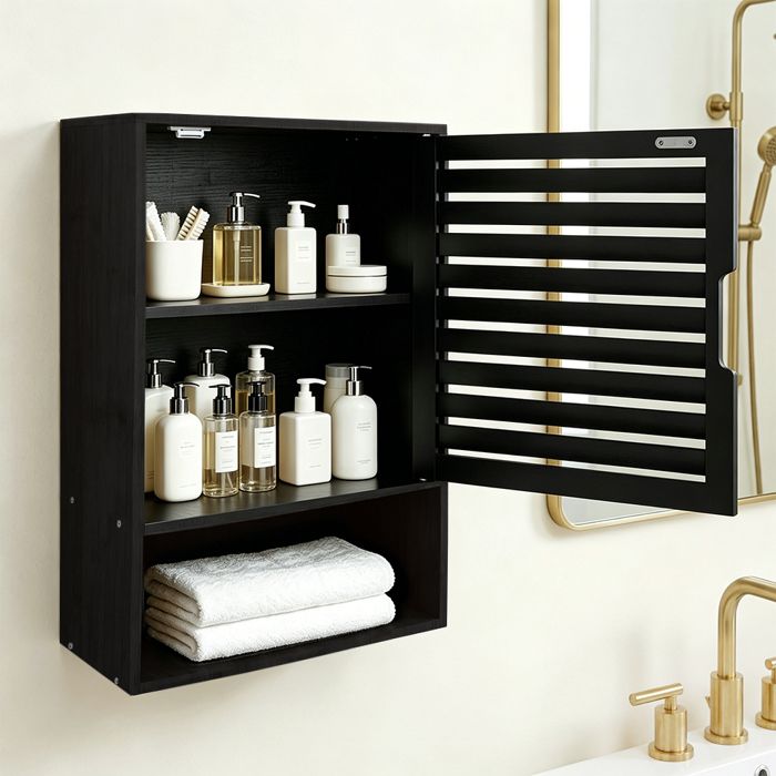 YIYI. MEUBLE DE RANGEMENT POUR SALLE DE BAIN ARMOIRE DE RANGEMENT AU-DESSUS DES TOILETTES 40 X 20 X 60 CM NOIR