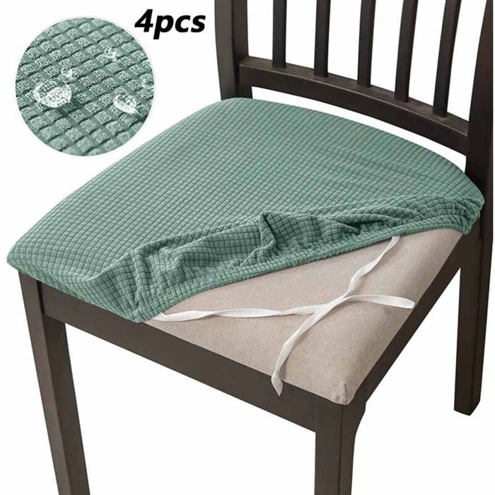 Housse de chaise universelle - Lot de 4 pièces - Spandex polyester - Vert pin - Facile à nettoyer - Durable