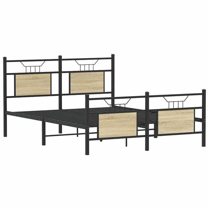 Structure de lit - 2 Personnes - vidaXL - bois dingénierie - chêne sonoma - 150x200 cm - avec tête de lit - avec rangement qzw66a15 Structure de lit - 2 Personnes - vidaXL - bois dingénierie - chêne sonoma - 150x200 cm - avec tête de lit - avec rangement qzw66a15