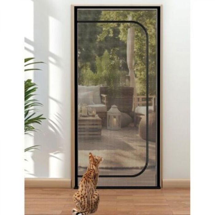 Moustiquaire pour chat anti-moustiques anti-chats 100 x 220 cm anti-rayures avec fermeture éclair (noir)