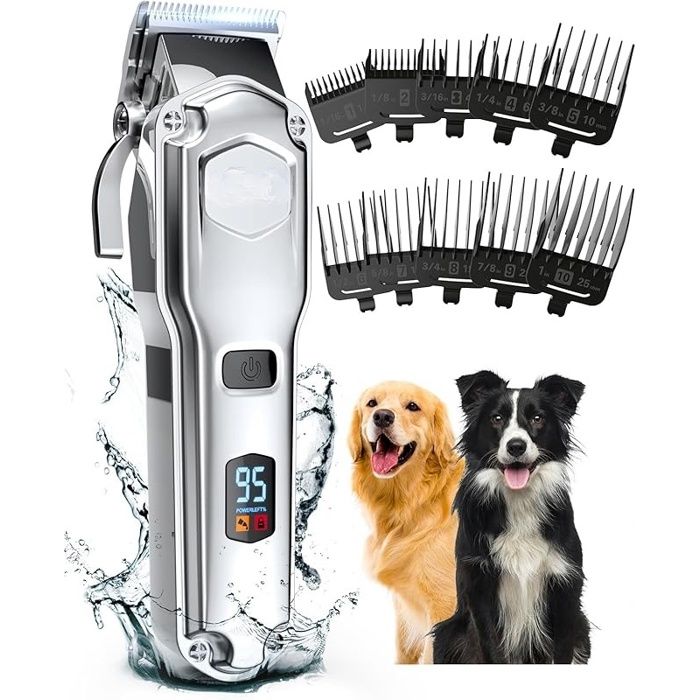 Tondeuse à poils pour chiens de haute qualité tondeuse sans fil entièrement étanche IPX7 adaptée aux poils longs et épais