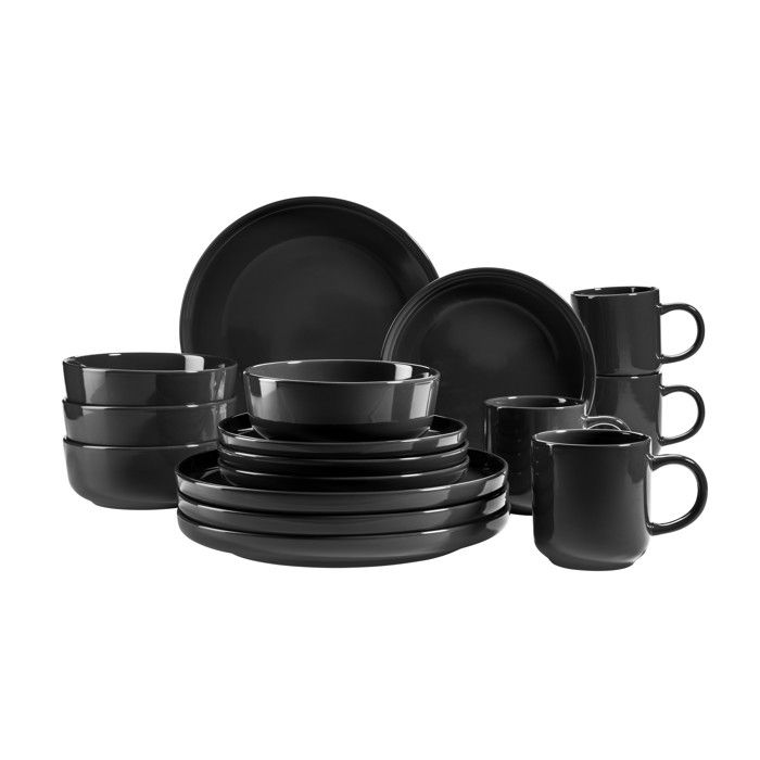 Mäser Service de table ALENIA 16 pièces en grès noir