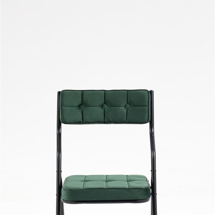 Modenuit Lot de 2 chaises pliantes rembourrées en velours vert structure en acier sans montage