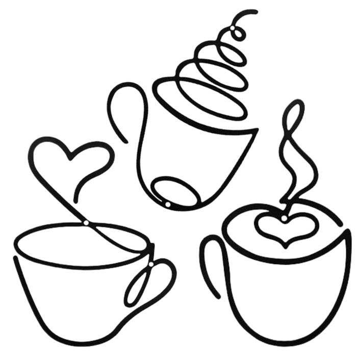 Lot de 3 Décorations Murales Métal Noir Design Tasse Café Accroche Facile pour Cuisine Salon VITDIPY