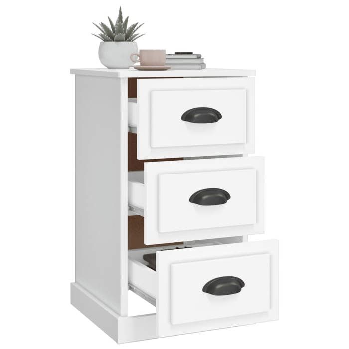 Cabinet de Lit Moderne Blanc Table de chevet/nuit avec rangement blanc 39x39x67 cm bois dingénierie CC3130