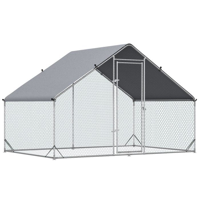 Enclos pour poules en acier galvanisé – Volière extérieure – 300 x 200 x 200 cm – Gris
