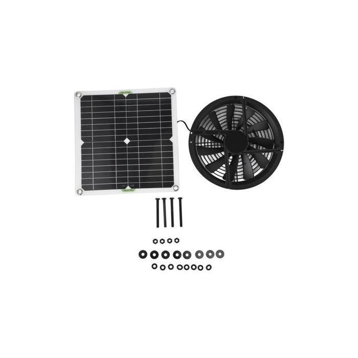 SJLERST Kit de Ventilateur de Panneau solaire 100 W 12 V 10 pouces Ventilateur déchappement rond à panneau solaire étanche avec