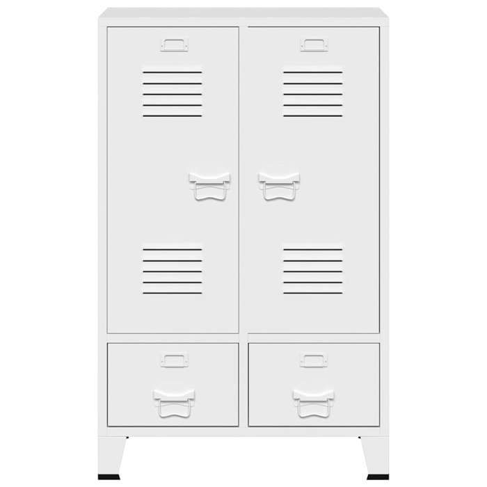 CHIC Garde-robe Industrielle Blanc 67 x 35 x 107 cm en acier avec 2 portes et étagères réglables pour Chambre et Dressing &ogs24v