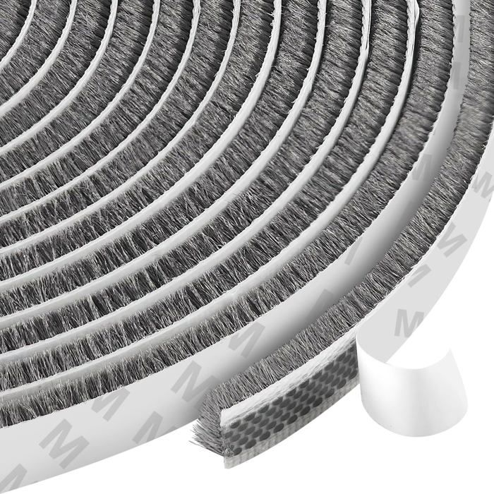 Joint brosse pour porte coulissante - moustiquaire auto-adhésif 10 m brosse 9 mm polyester gris